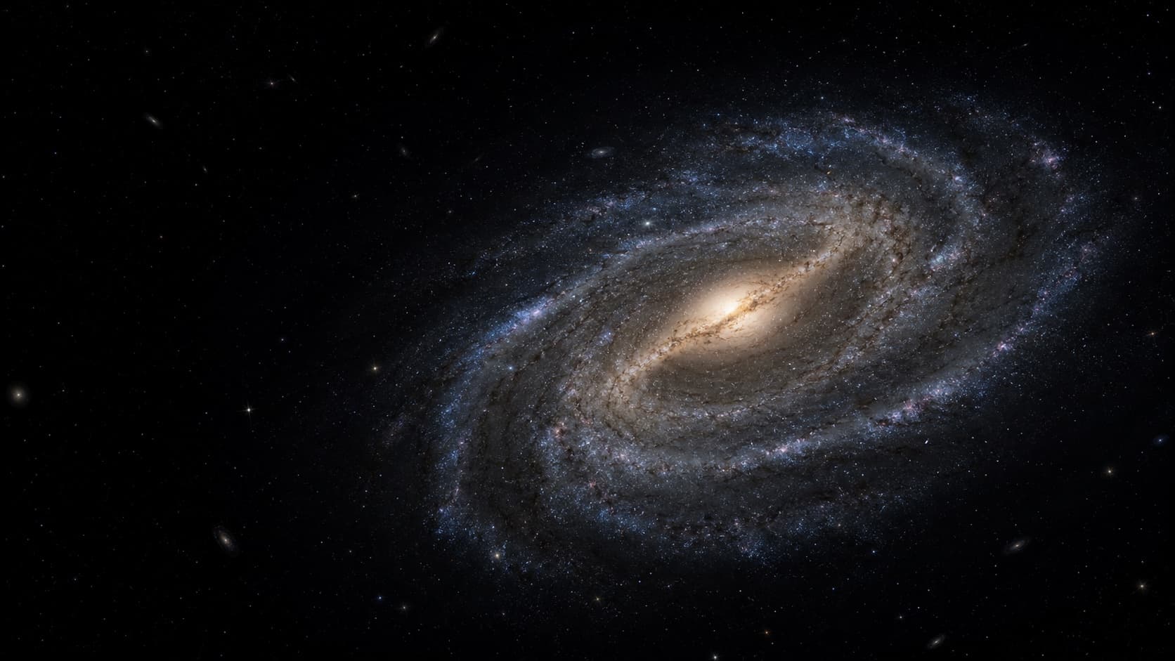A navigational exterior visualization of the barred spiral structure of the Milky Way.