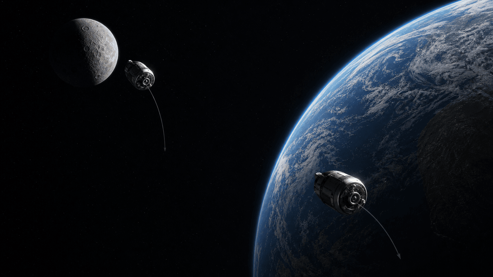 Earth and the Moon with matching calibration modules, showing the same object under different gravity.